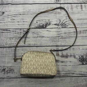 Michael Kors Cream and Tan Logo Crossbody Bag
